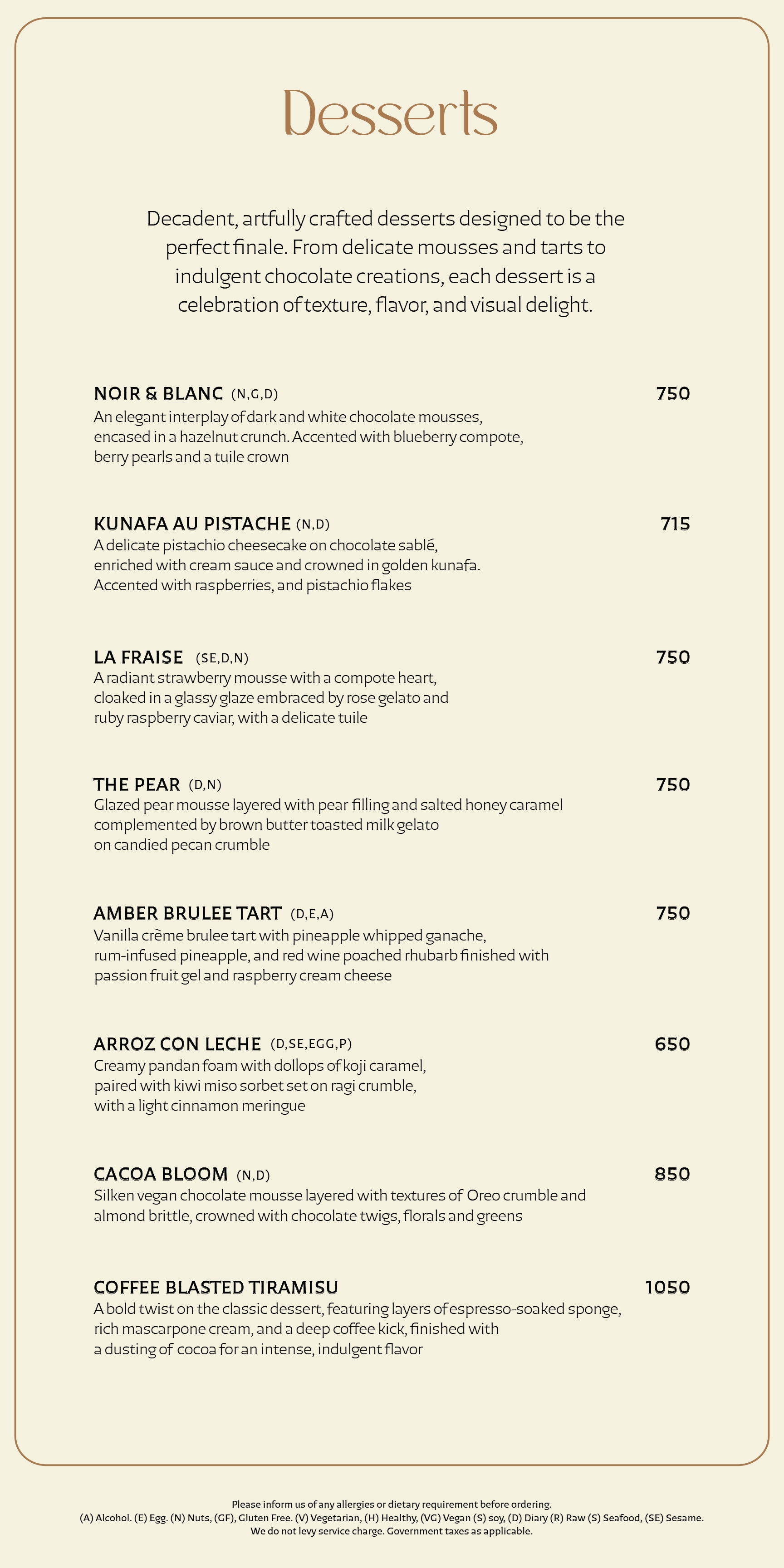 Dining Experience for Two at Mercii, Western Suburbs — Food menu