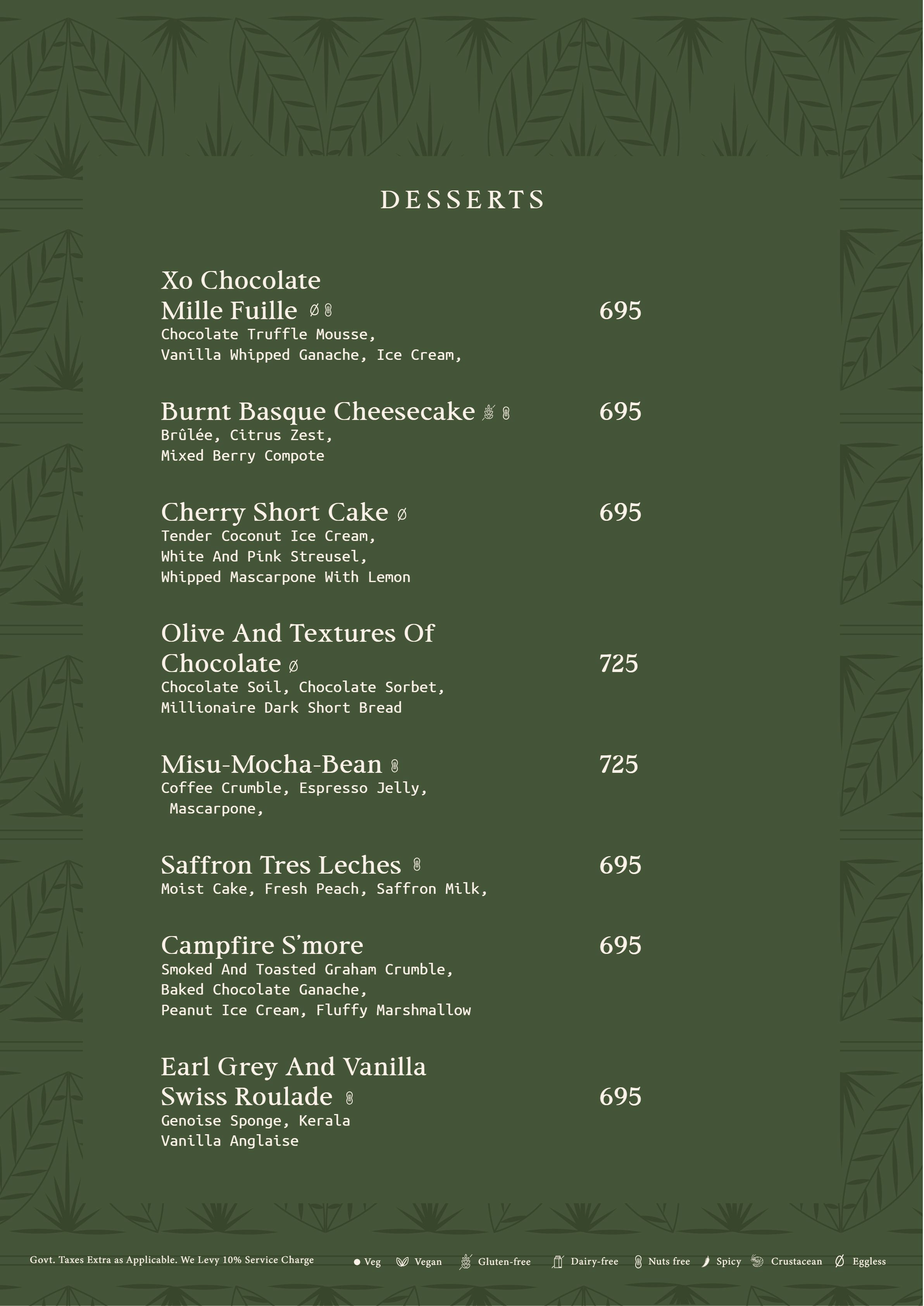 Menu of one8 Commune, Lower Parel, South Mumbai