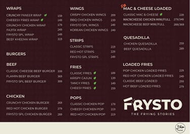 Fryo Menu Menu of Frysto - The Frying Stories, Anna Nagar West, Chennai