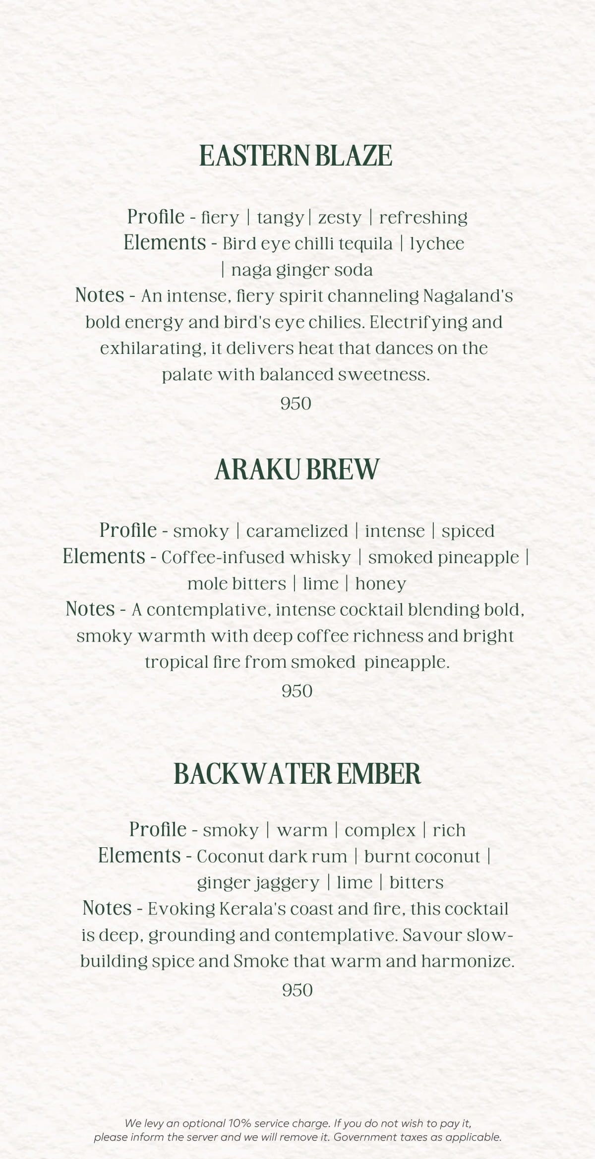 Dining Experience for Two at Ishaara, Central Bengaluru — Beverages menu