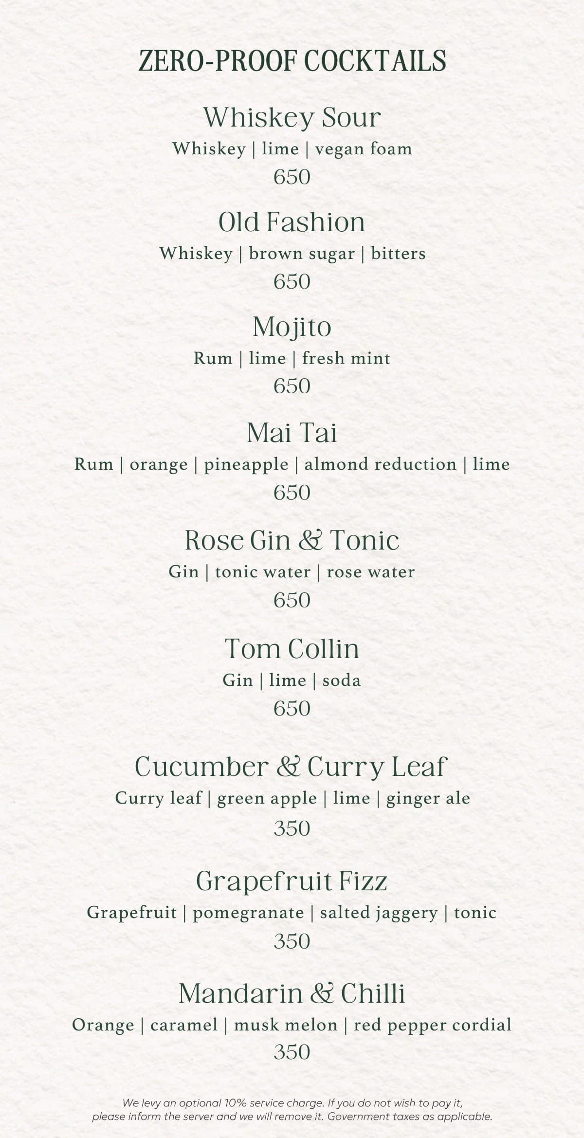 Dining Experience for Two at Ishaara, Central Bengaluru — Beverages menu