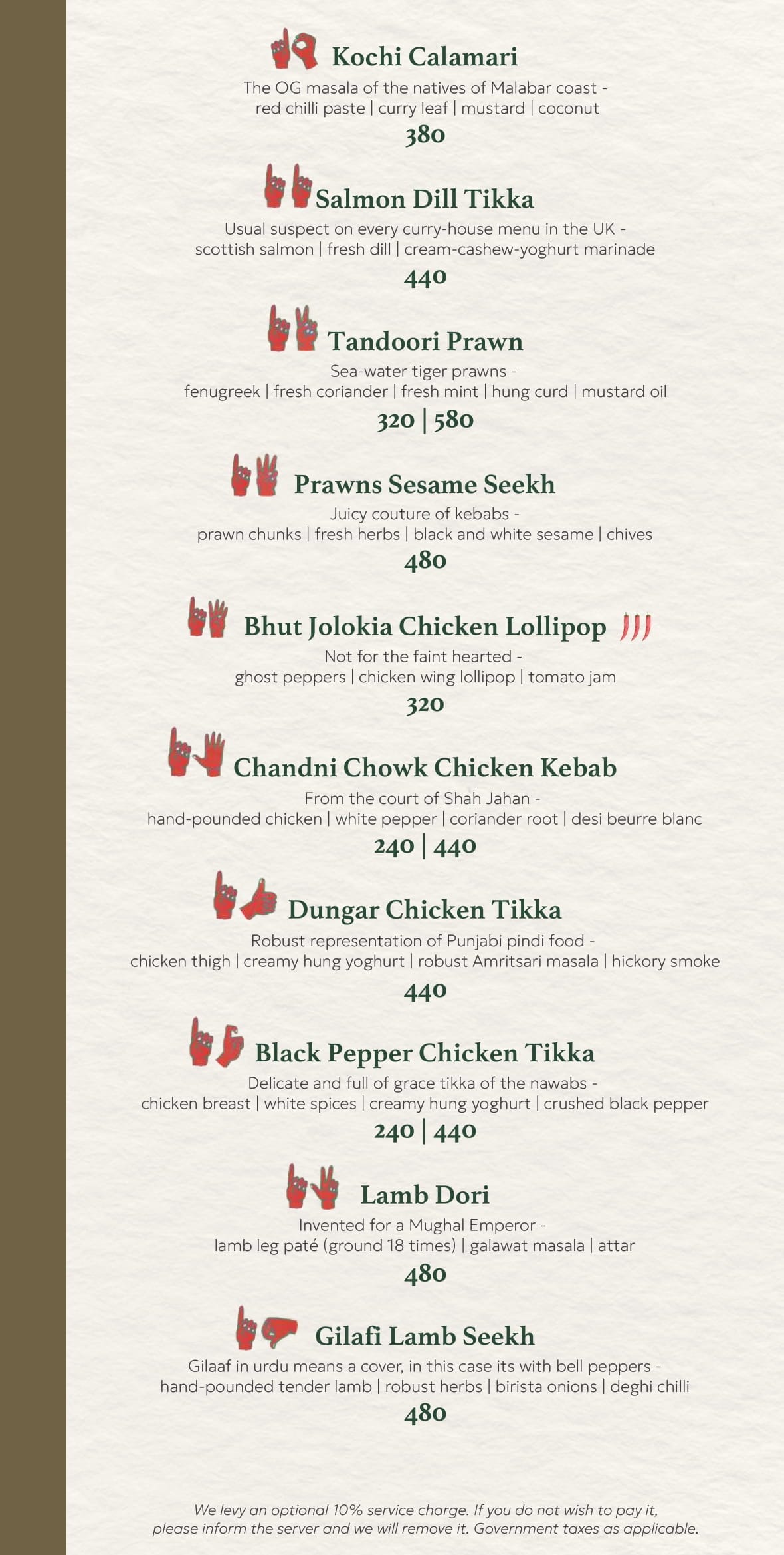 Dining Experience for Two at Ishaara, Central Bengaluru — Food menu