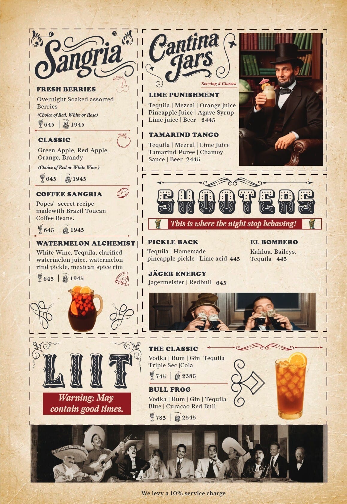Dining Experience for Two at Popes' Southwest Cantina, Gurgaon — Beverages menu