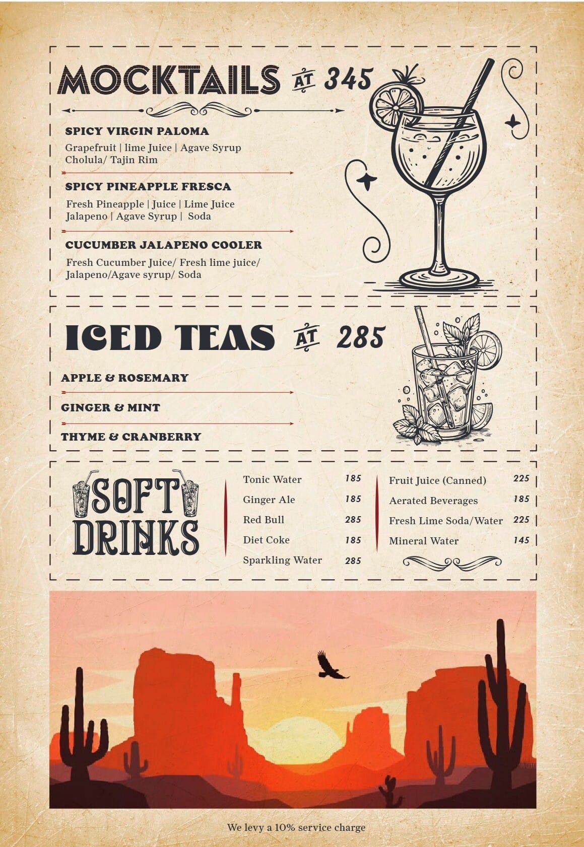 Dining Experience for Two at Popes' Southwest Cantina, Gurgaon — Beverages menu