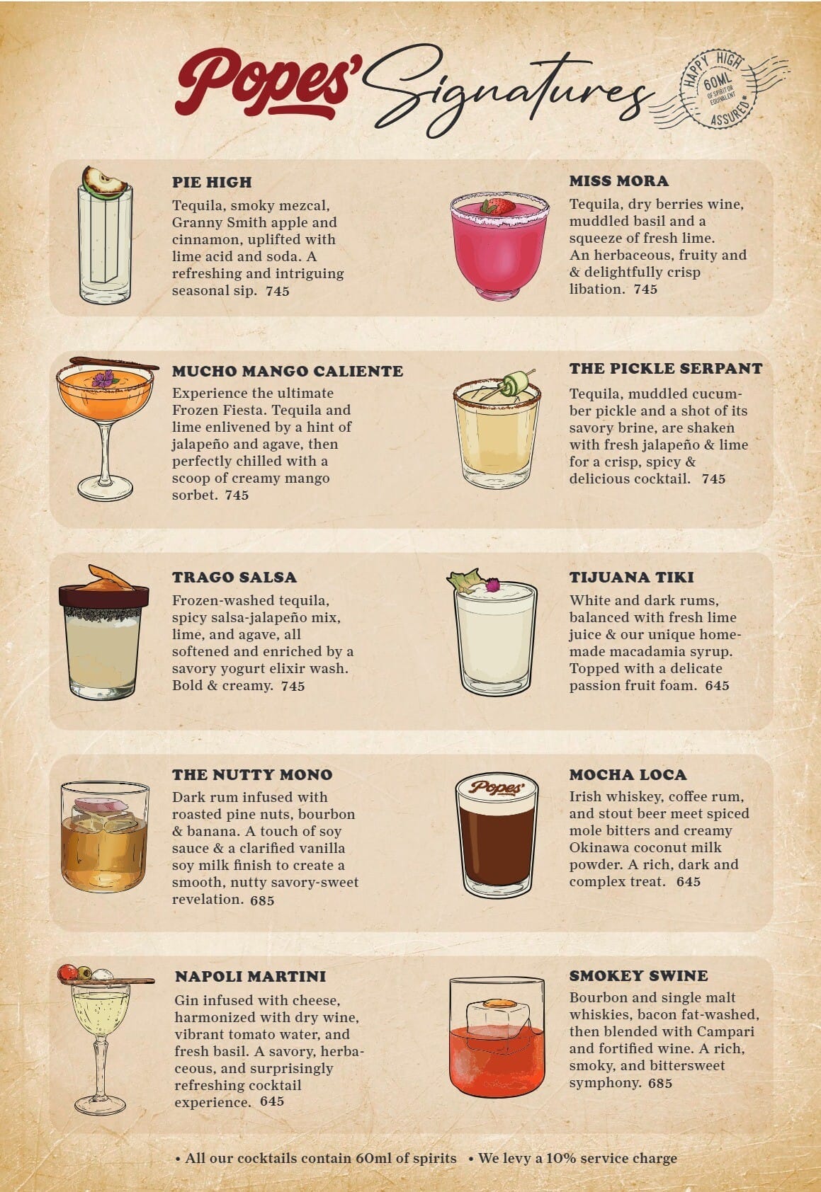 Dining Experience for Two at Popes' Southwest Cantina, Gurgaon — Beverages menu