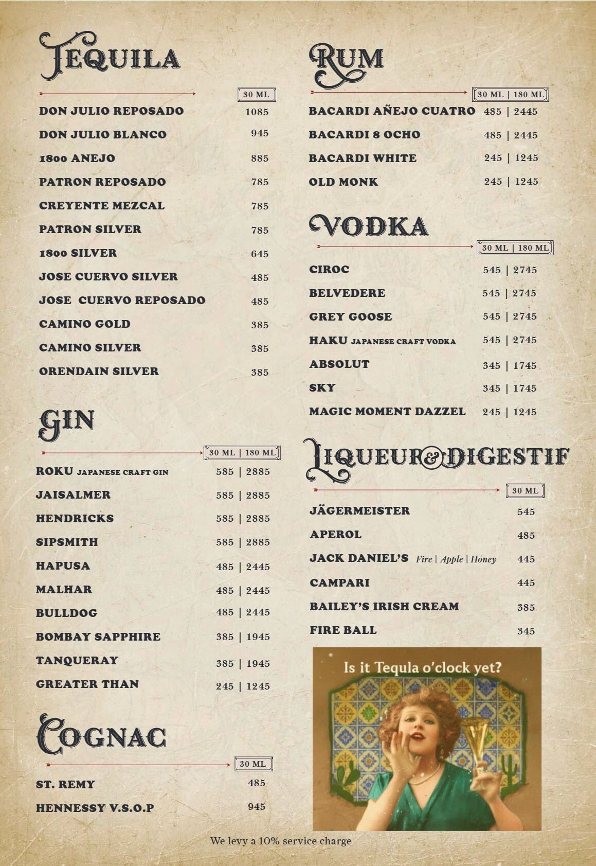 Dining Experience for Two at Popes' Southwest Cantina, Gurgaon — Beverages menu