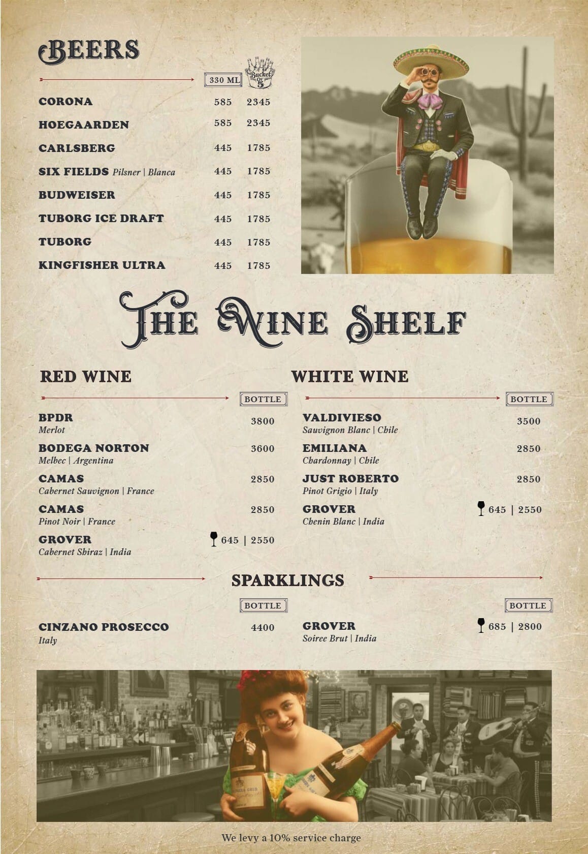 Dining Experience for Two at Popes' Southwest Cantina, Gurgaon — Beverages menu