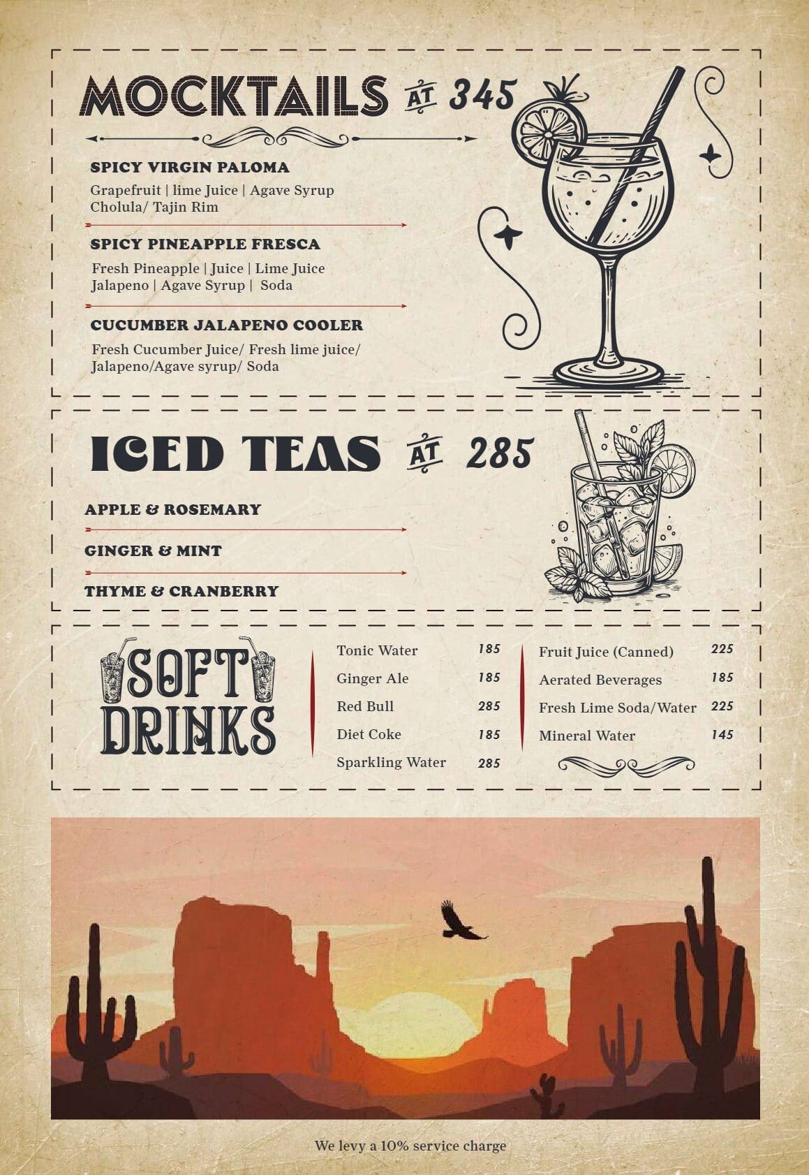 Dining Experience for Two at Popes' Southwest Cantina, Gurgaon — Beverages menu
