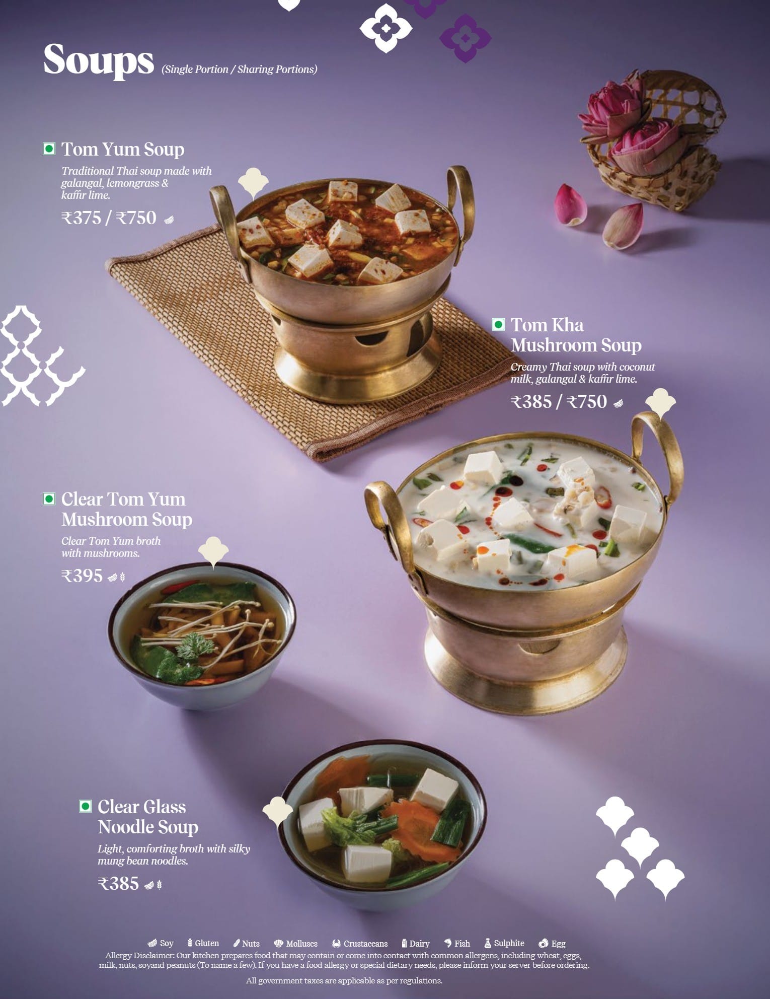 Dining Experience for Two at Nara Thai, Gurgaon — Food menu