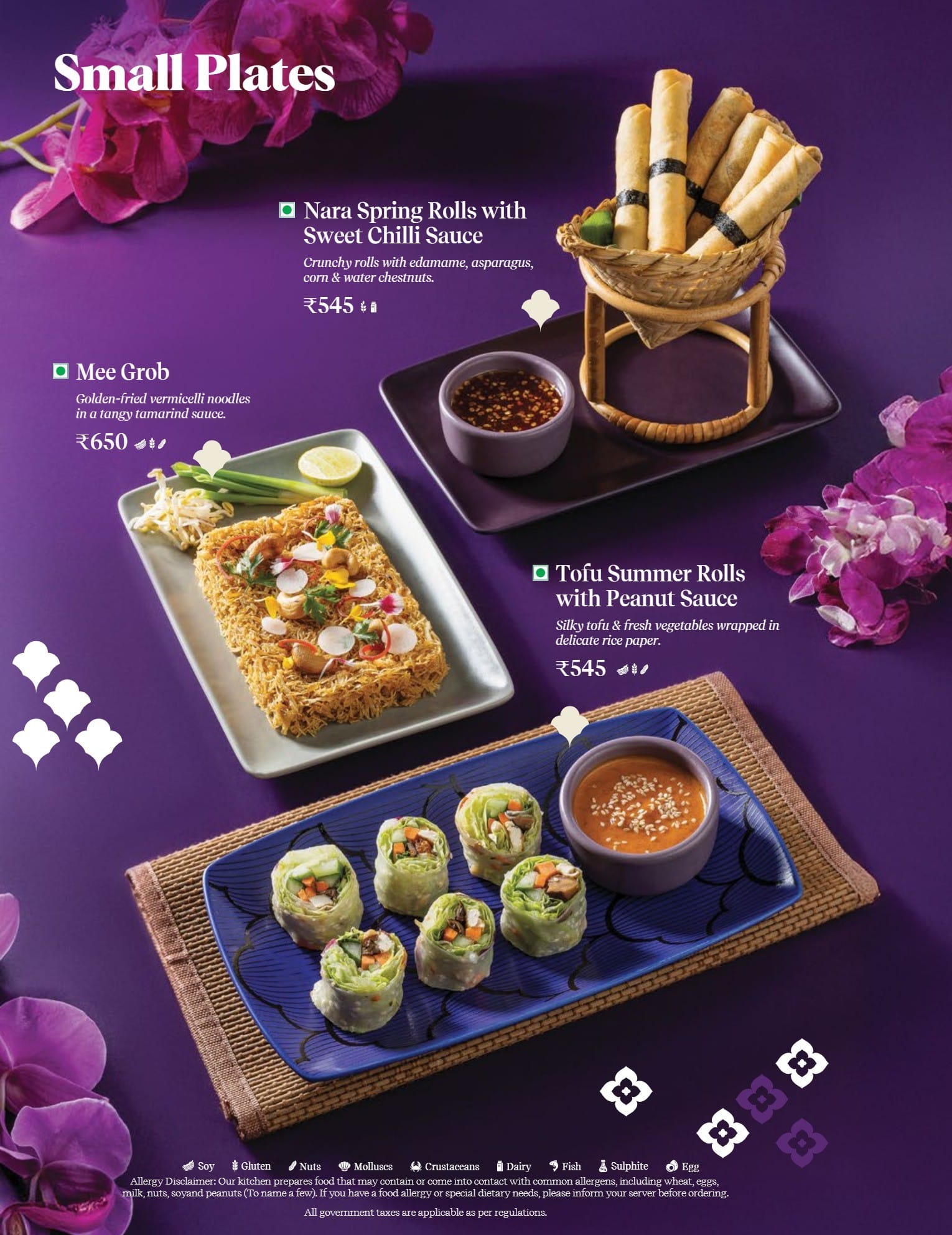 Dining Experience for Two at Nara Thai, Gurgaon — Food menu