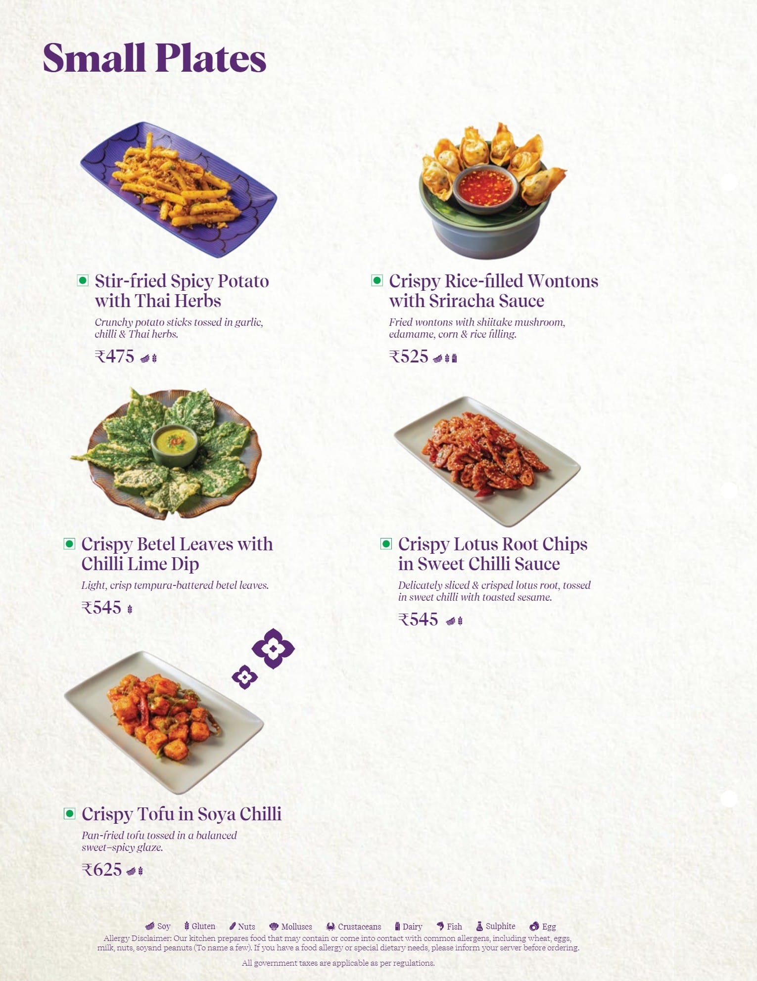 Dining Experience for Two at Nara Thai, Gurgaon — Food menu