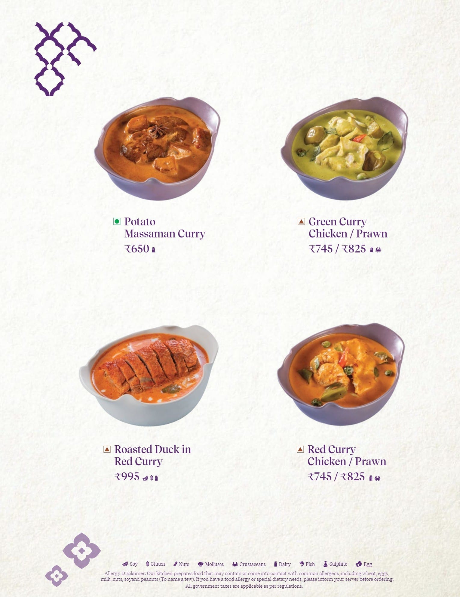 Dining Experience for Two at Nara Thai, Gurgaon — Food menu