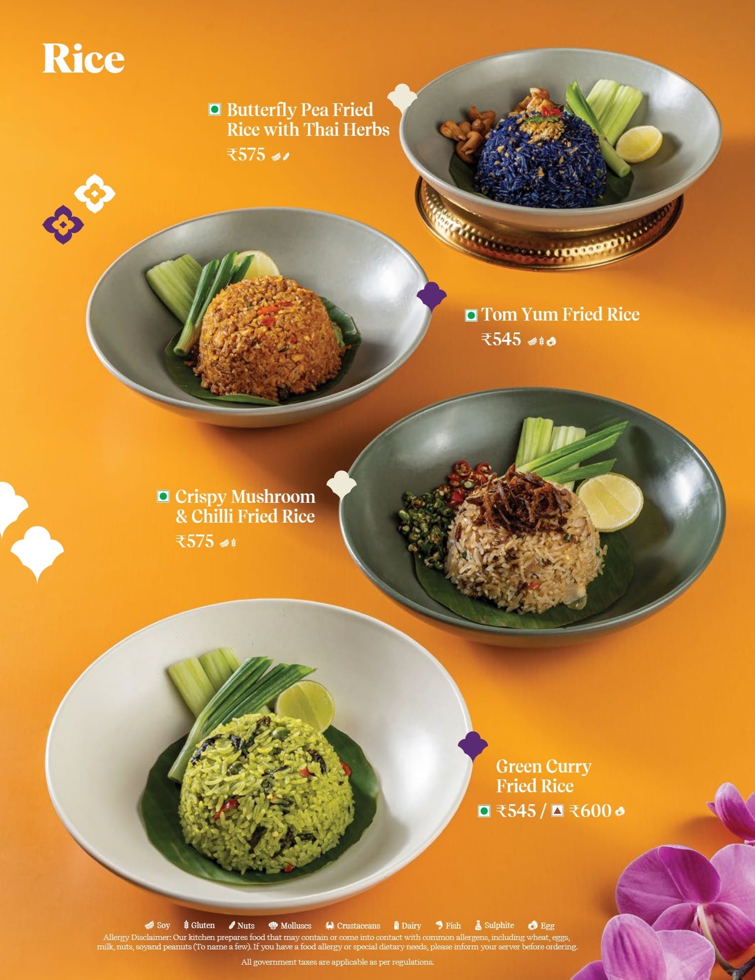 Dining Experience for Two at Nara Thai, Gurgaon — Food menu