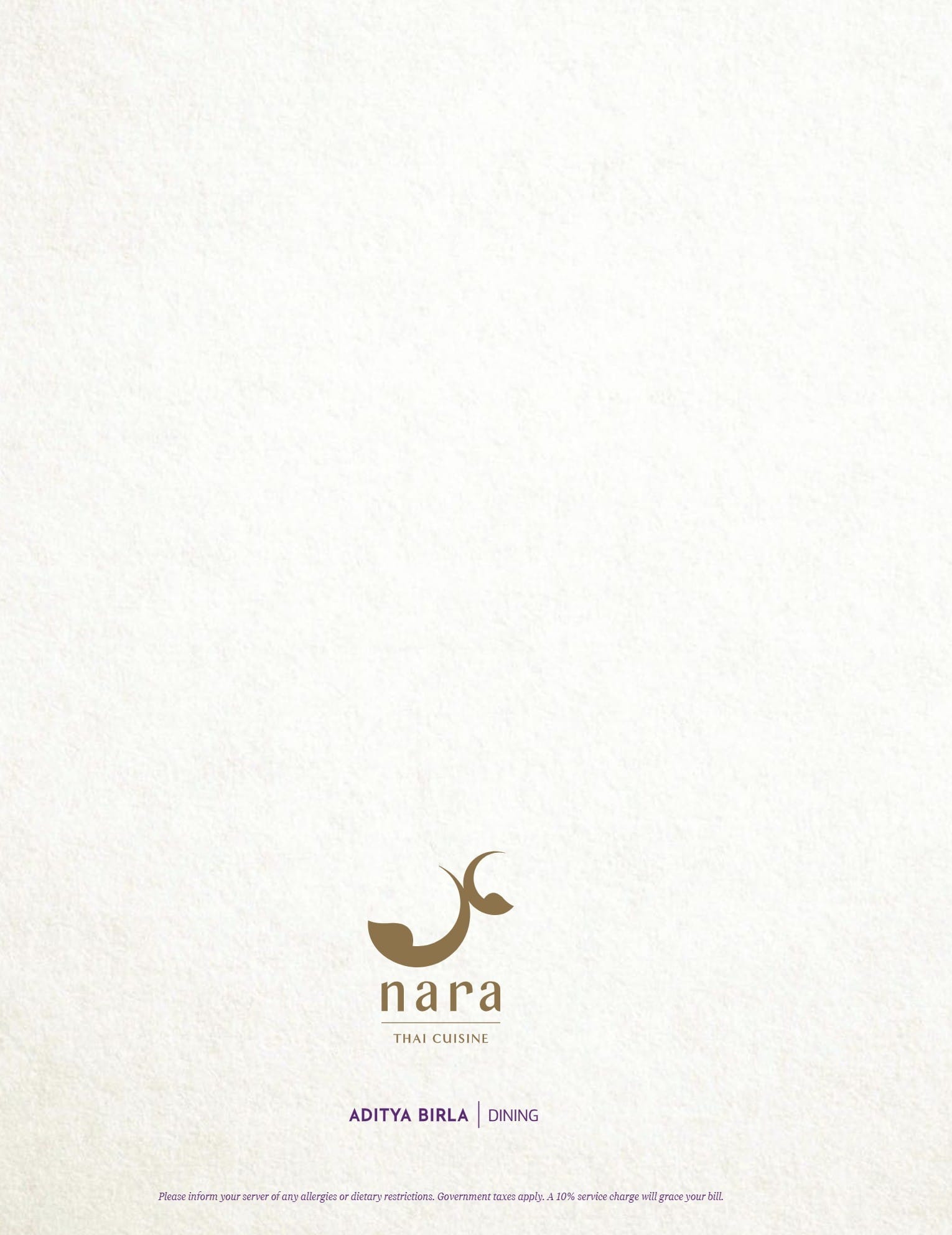 Dining Experience for Two at Nara Thai, Gurgaon — Food menu