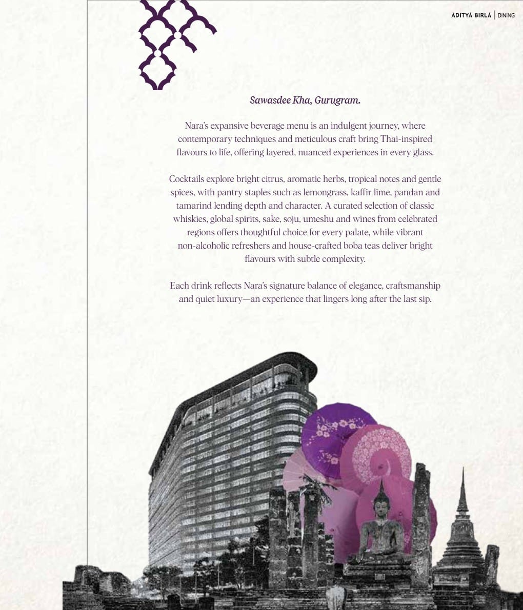 Dining Experience for Two at Nara Thai, Gurgaon — Beverages menu