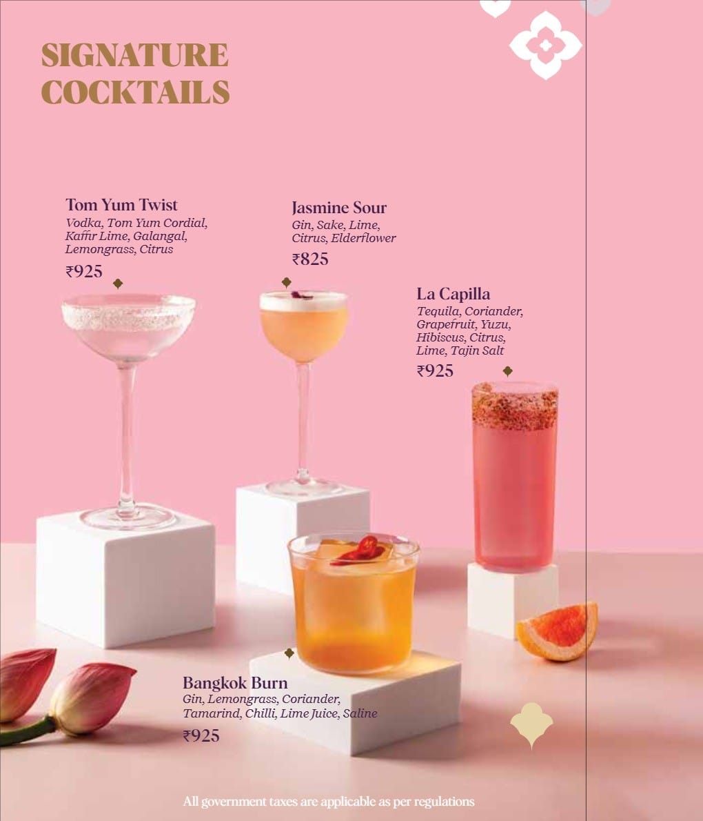 Dining Experience for Two at Nara Thai, Gurgaon — Beverages menu