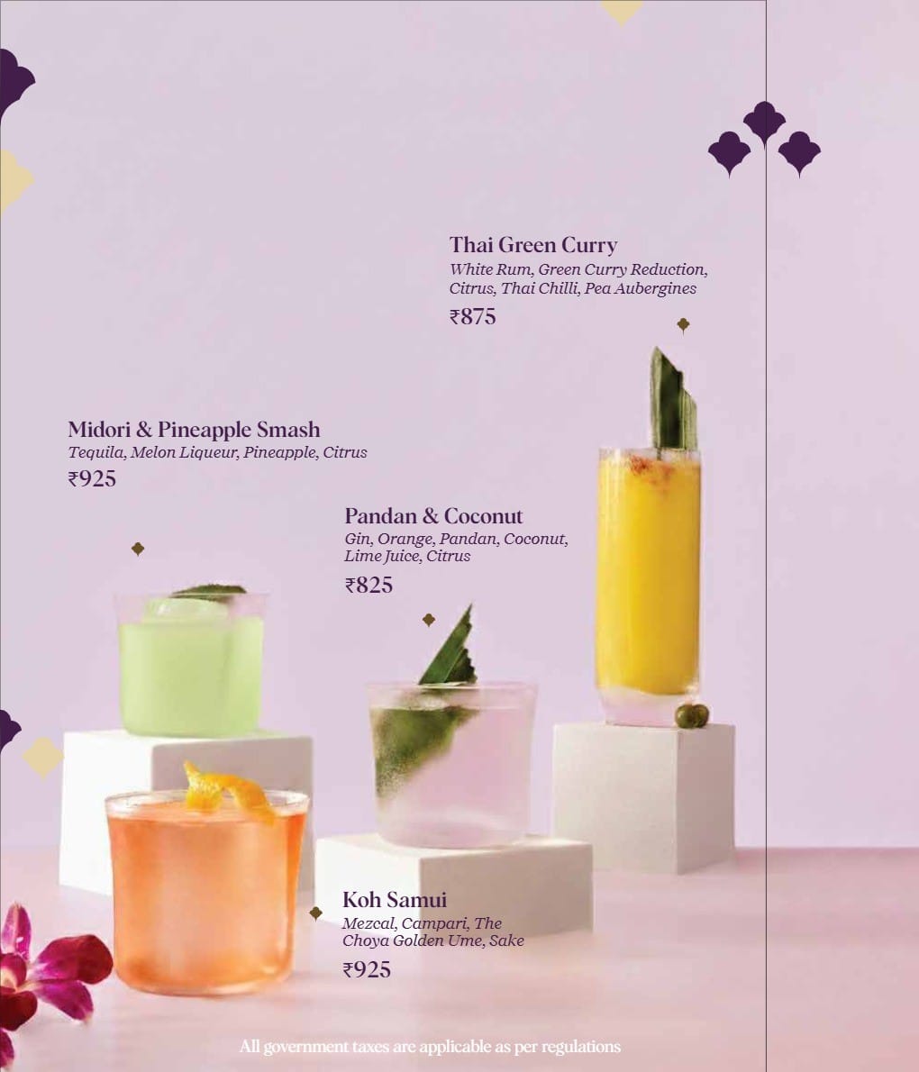 Dining Experience for Two at Nara Thai, Gurgaon — Beverages menu