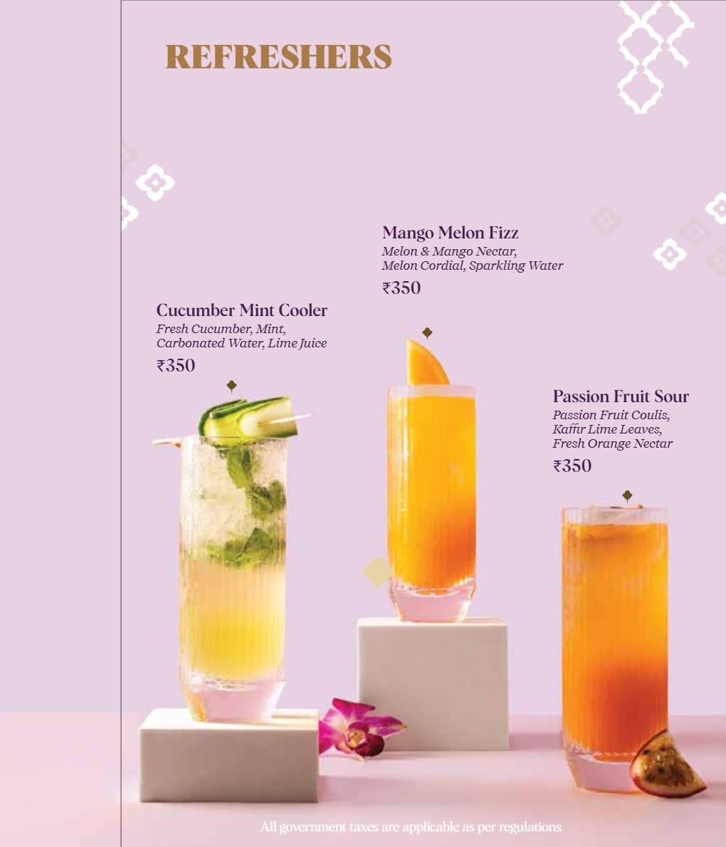 Dining Experience for Two at Nara Thai, Gurgaon — Beverages menu