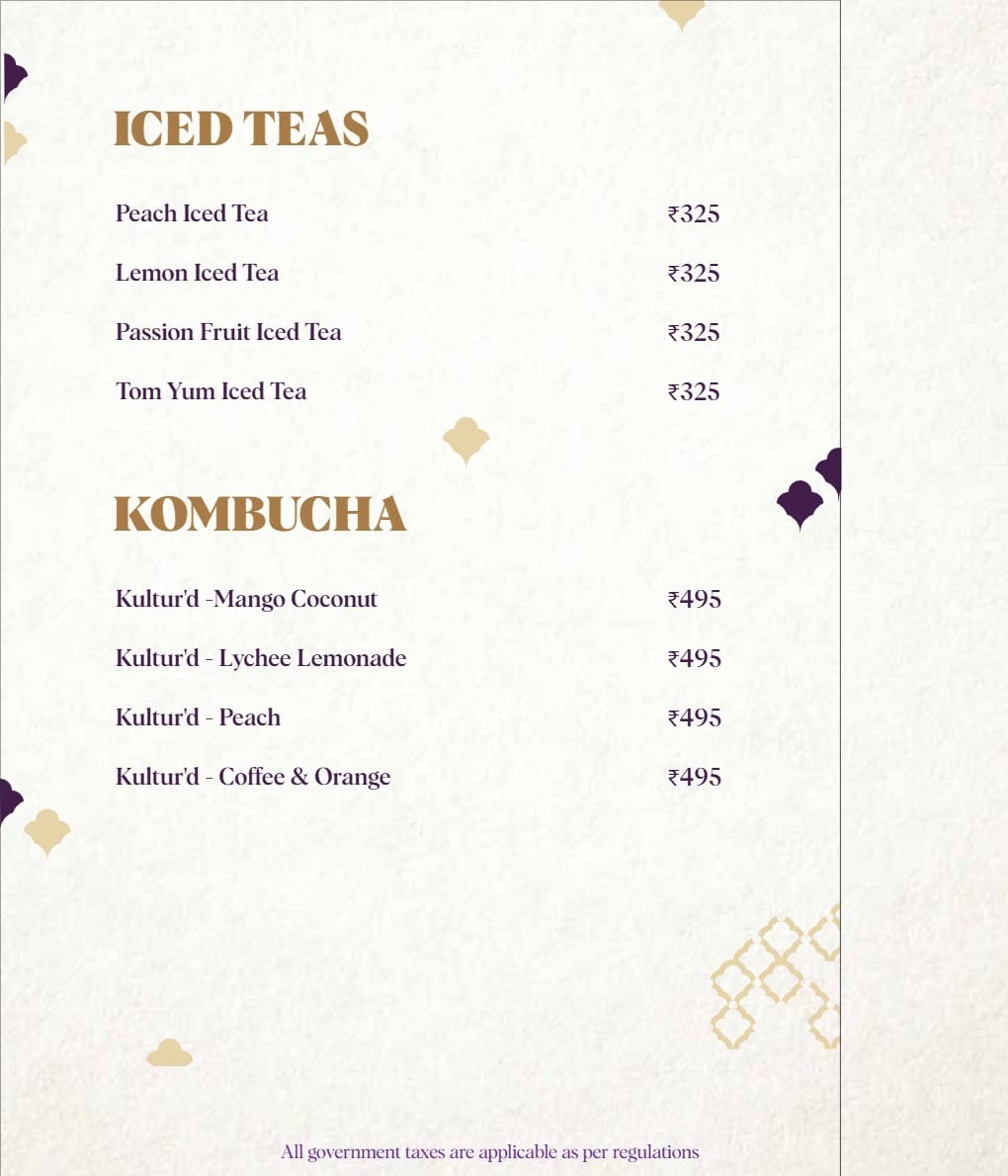Dining Experience for Two at Nara Thai, Gurgaon — Beverages menu