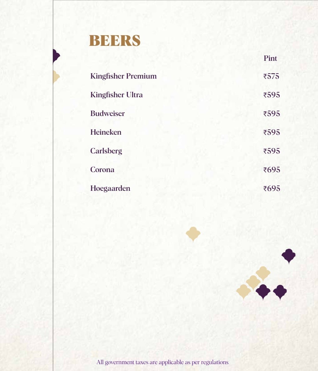 Dining Experience for Two at Nara Thai, Gurgaon — Beverages menu