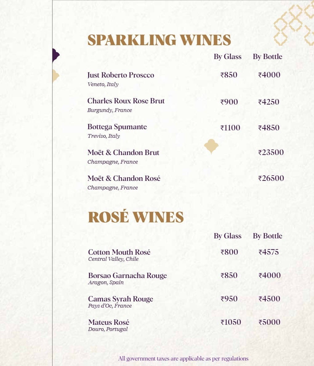 Dining Experience for Two at Nara Thai, Gurgaon — Beverages menu