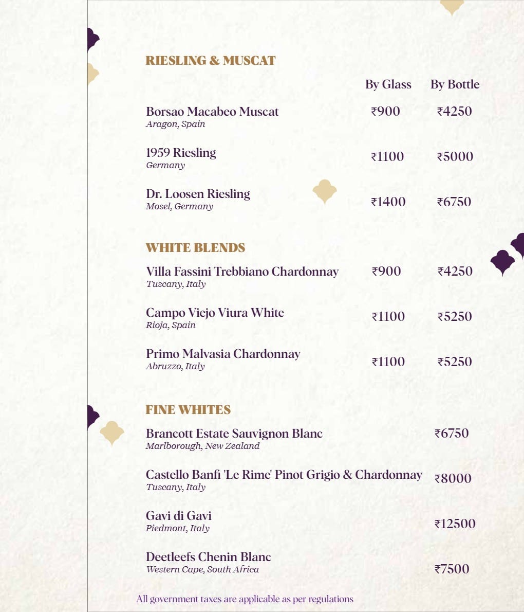 Dining Experience for Two at Nara Thai, Gurgaon — Beverages menu