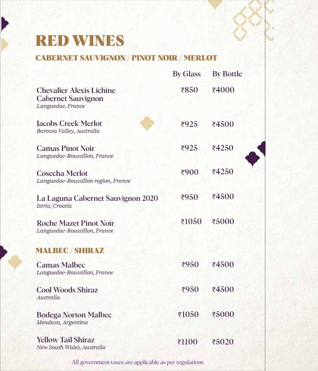 Dining Experience for Two at Nara Thai, Gurgaon — Beverages menu