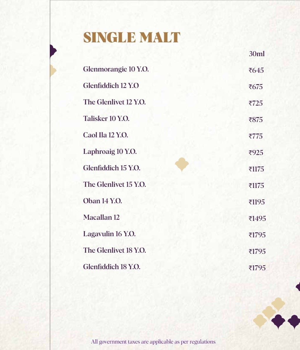 Dining Experience for Two at Nara Thai, Gurgaon — Beverages menu