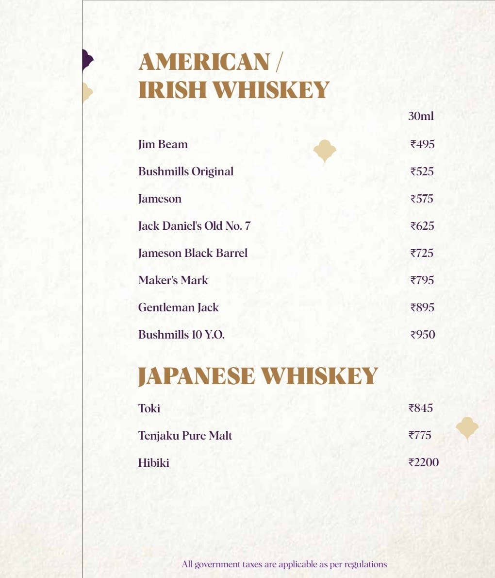 Dining Experience for Two at Nara Thai, Gurgaon — Beverages menu