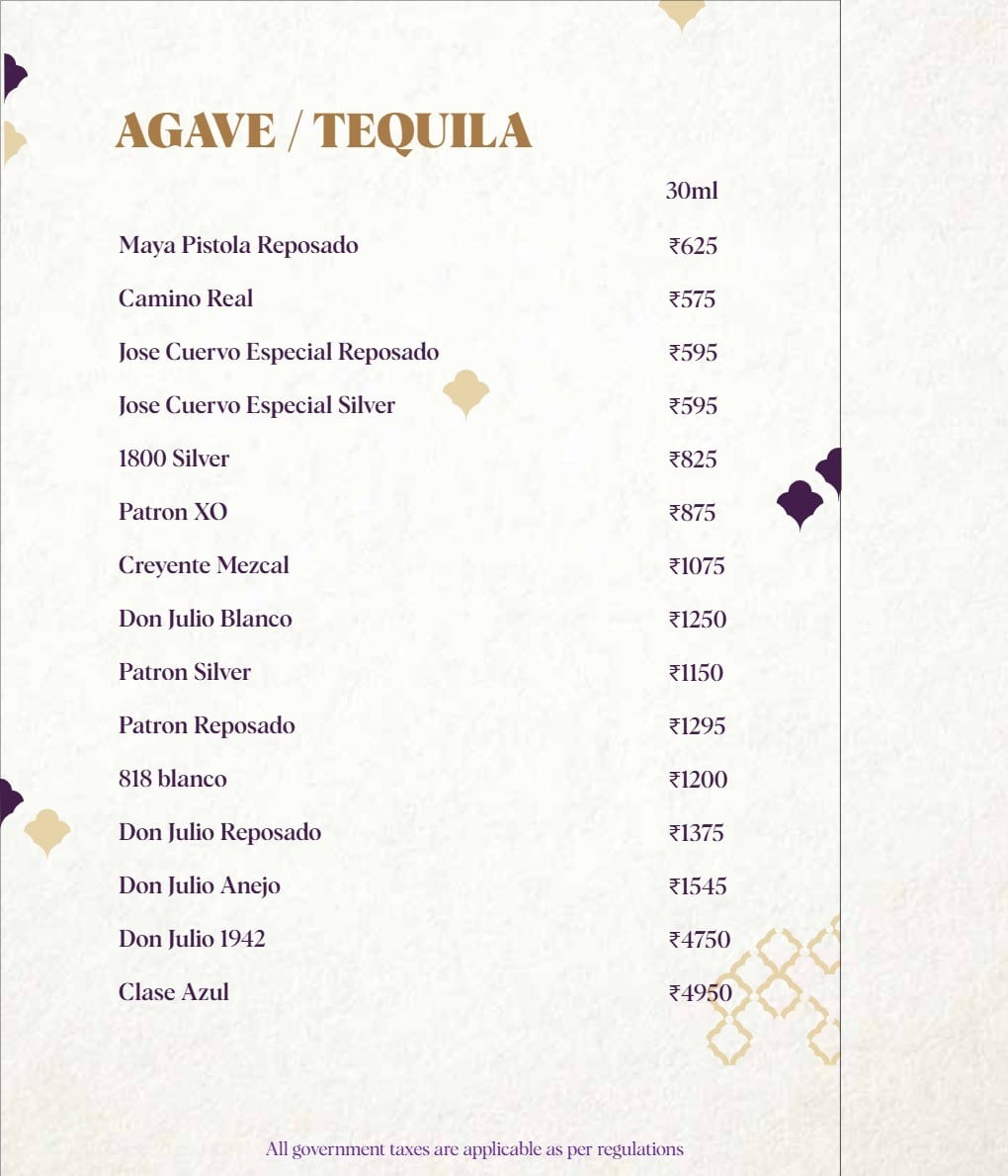 Dining Experience for Two at Nara Thai, Gurgaon — Beverages menu