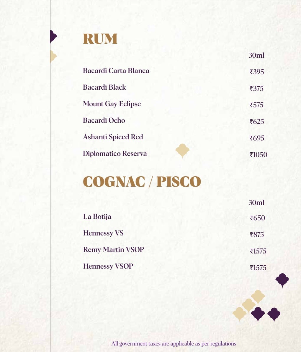 Dining Experience for Two at Nara Thai, Gurgaon — Beverages menu