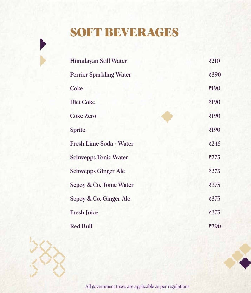 Dining Experience for Two at Nara Thai, Gurgaon — Beverages menu