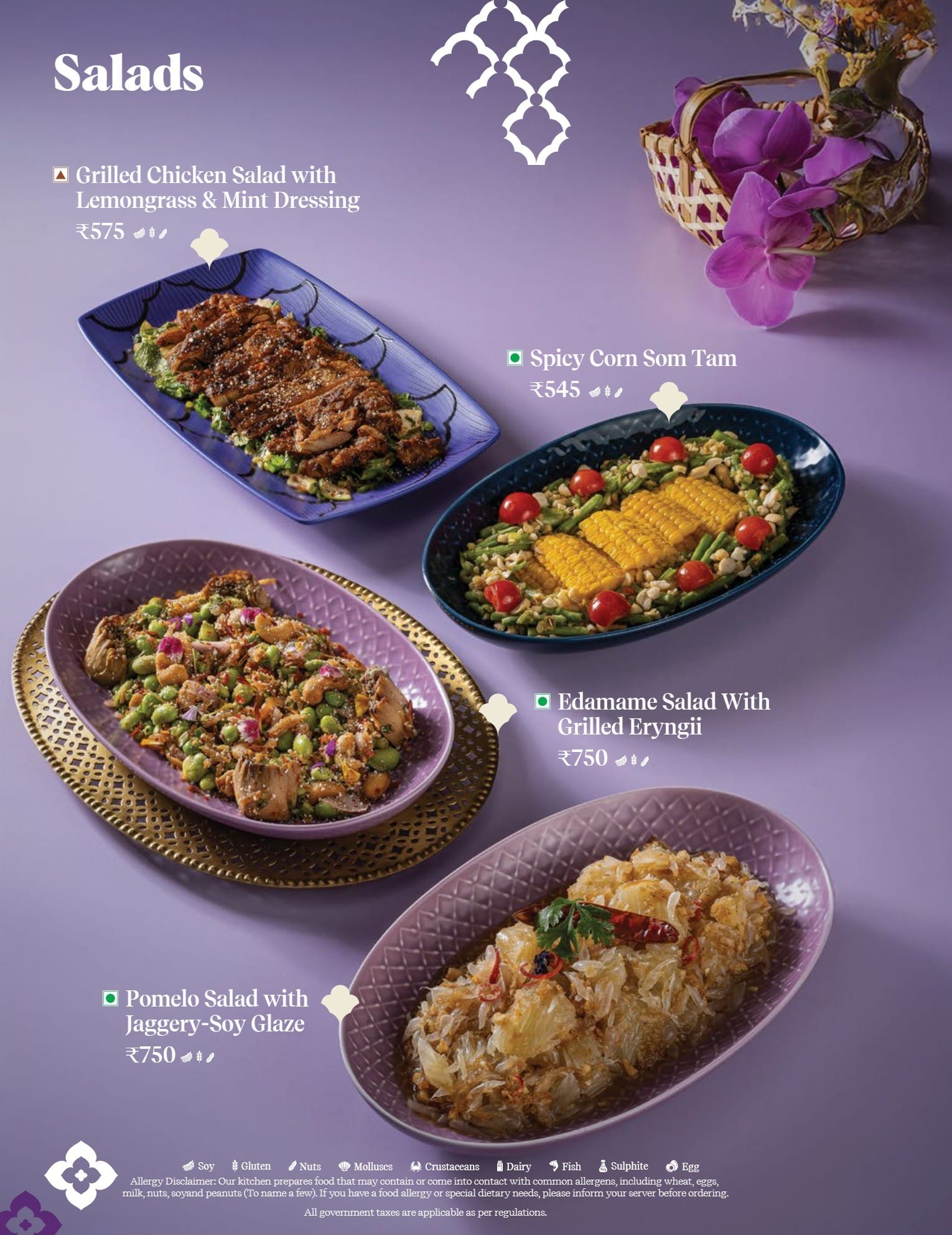 Dining Experience for Two at Nara Thai, Gurgaon — Food menu