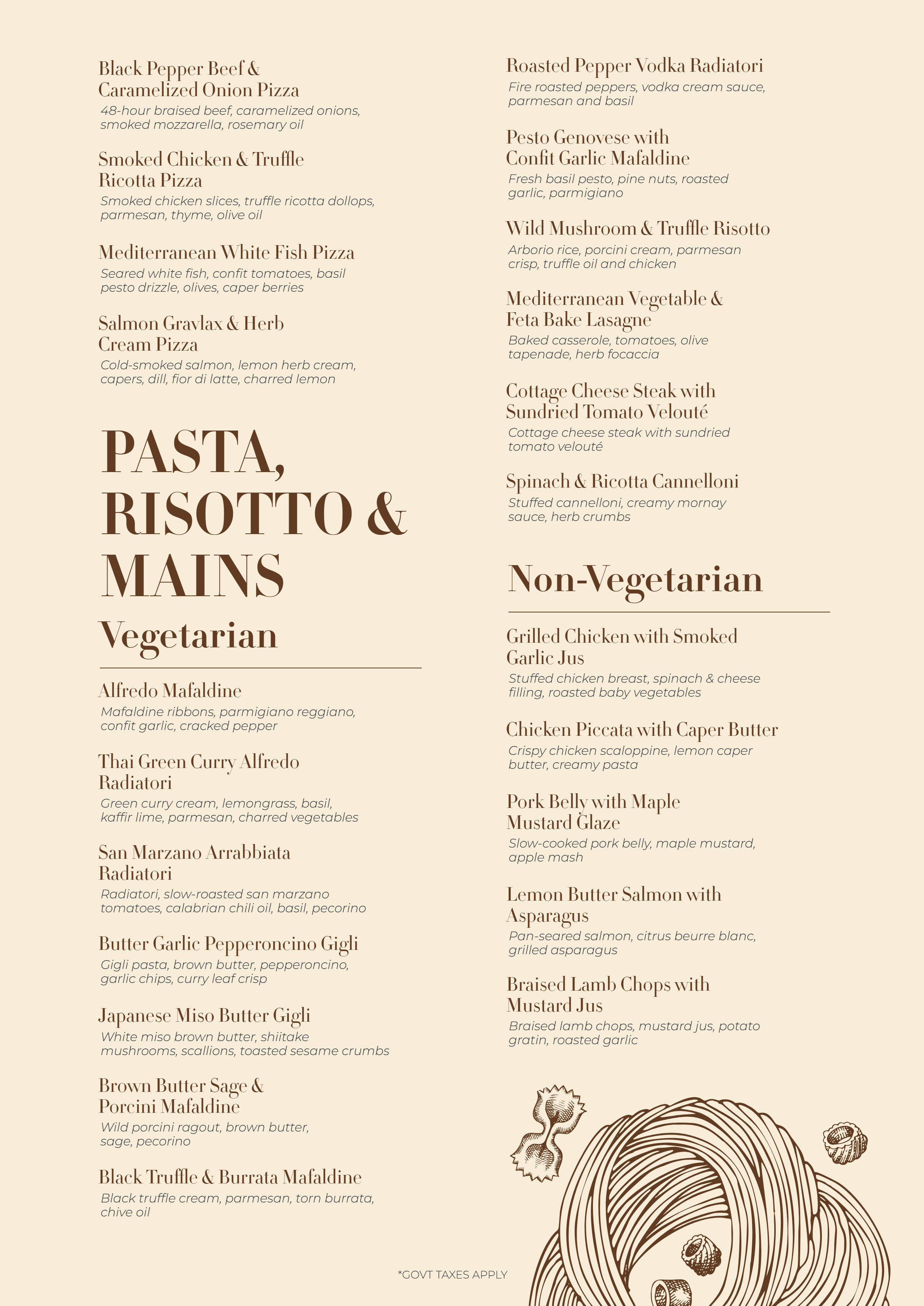 Menu of Beige, Marathahalli, East Bengaluru