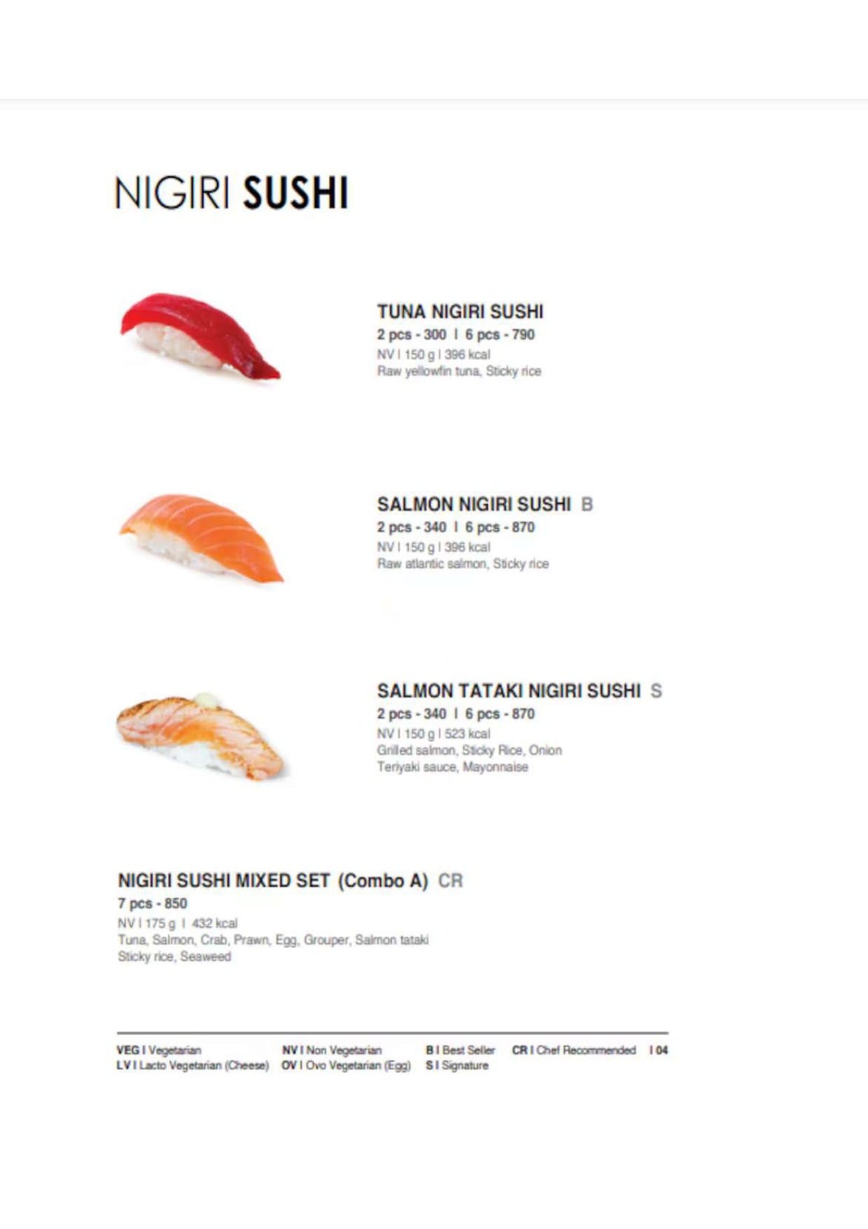 Dining Experience for Two at Daily Sushi, Central Bengaluru — Food menu