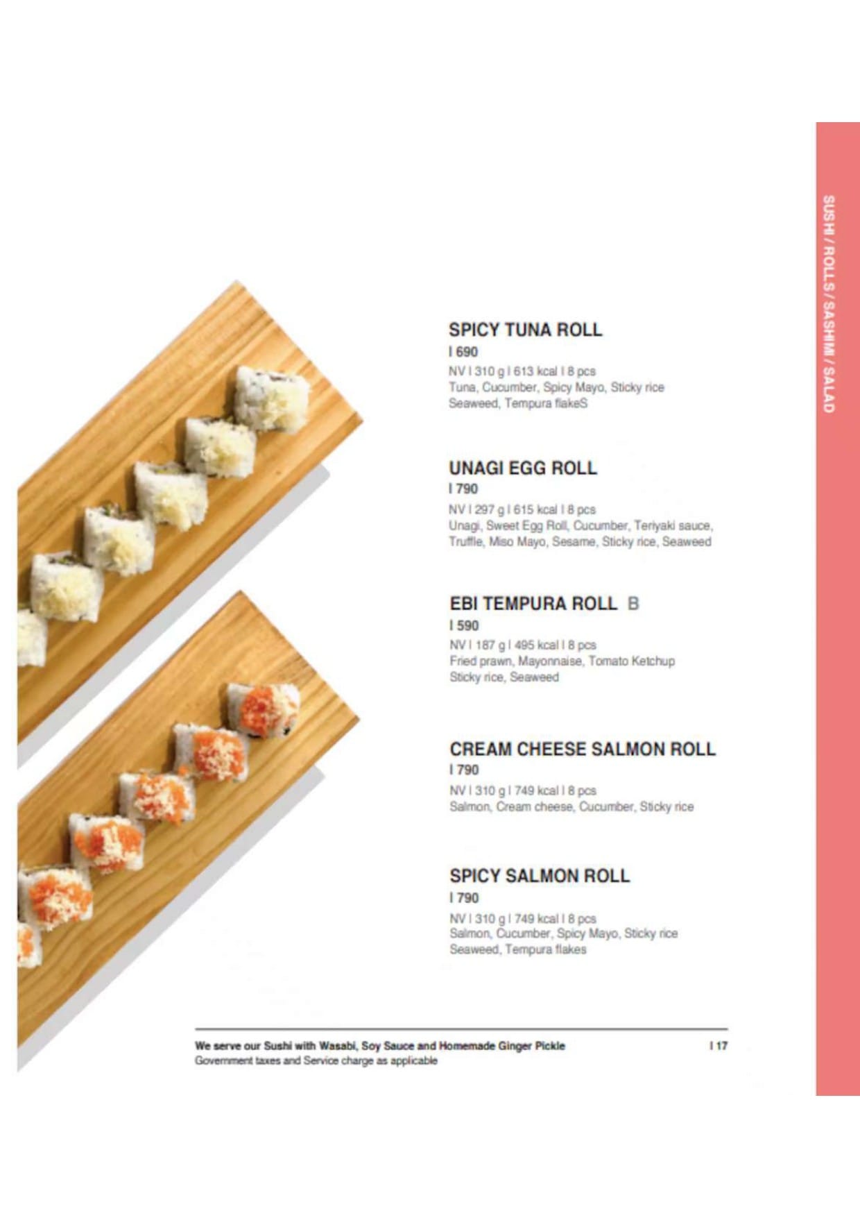 Dining Experience for Two at Daily Sushi, Central Bengaluru — Food menu