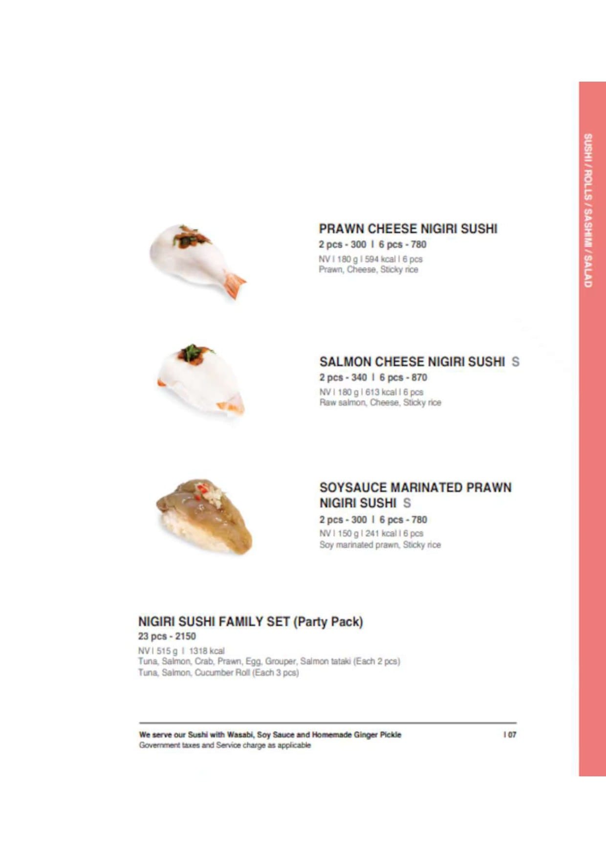 Dining Experience for Two at Daily Sushi, Central Bengaluru — Food menu