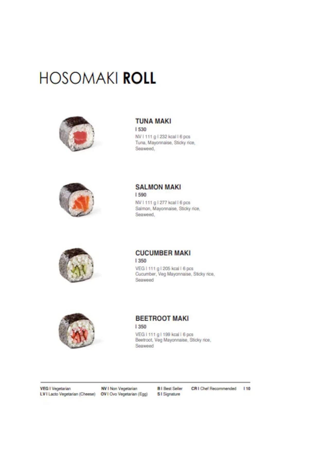 Dining Experience for Two at Daily Sushi, Central Bengaluru — Food menu