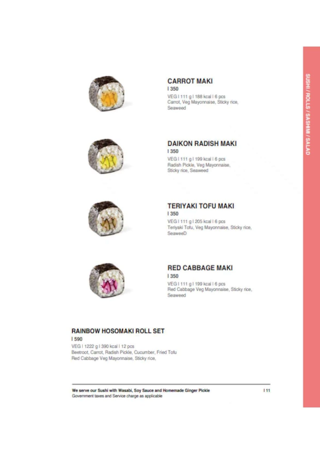 Dining Experience for Two at Daily Sushi, Central Bengaluru — Food menu