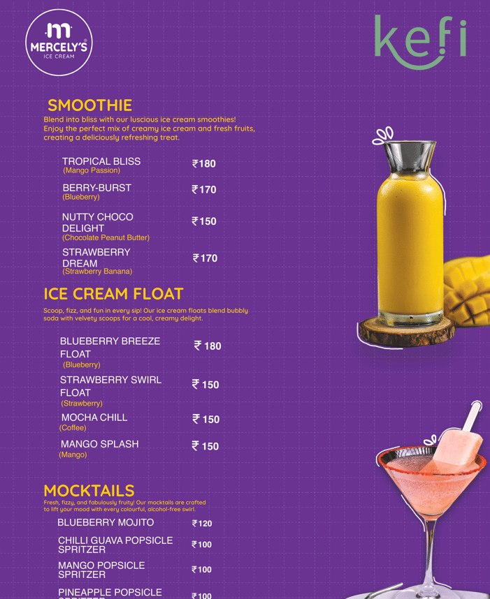 Menu of Mercelys Kefi, BTM, South Bengaluru