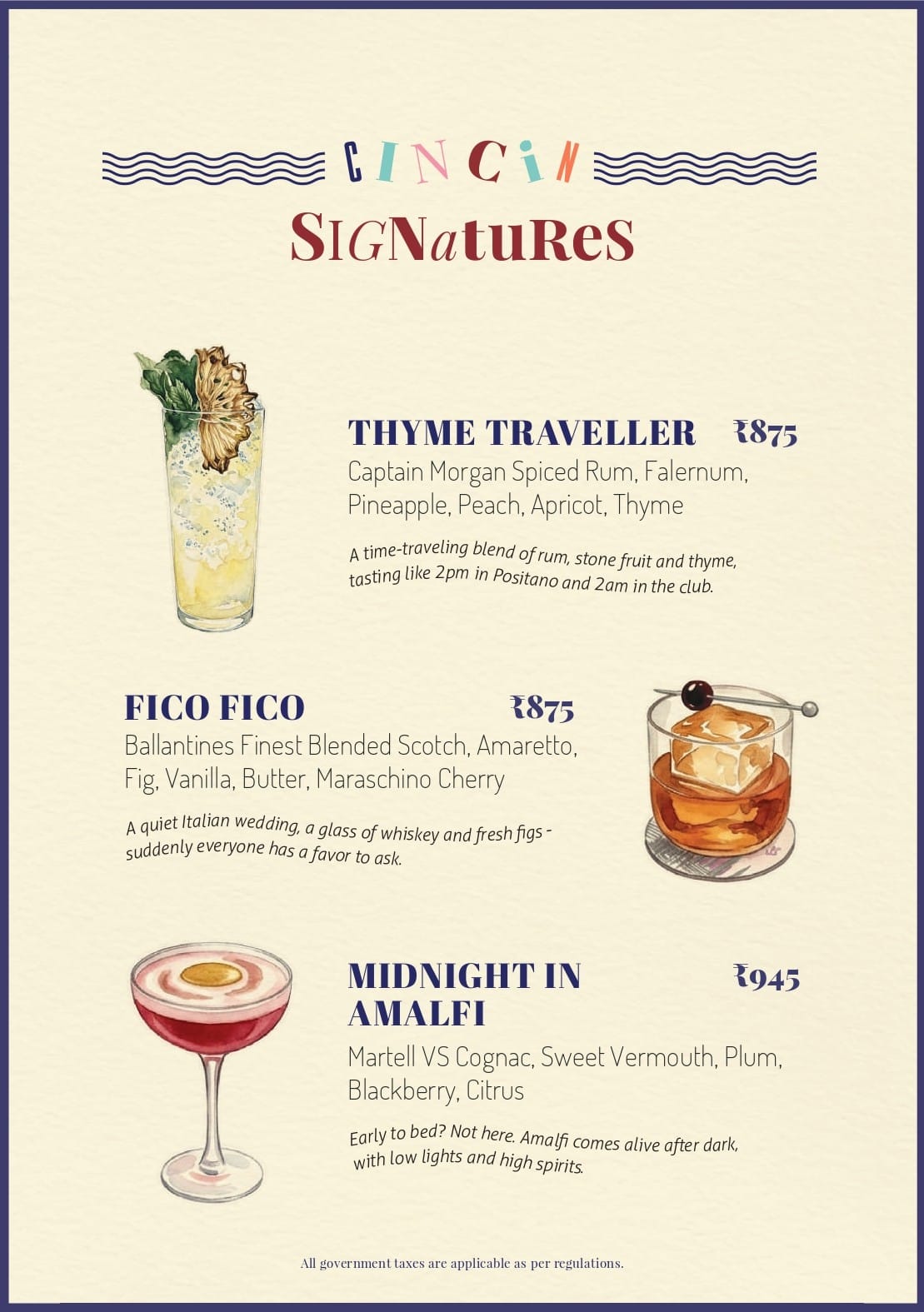 Dining Experience for Two at CinCin, Gurgaon — Beverages menu