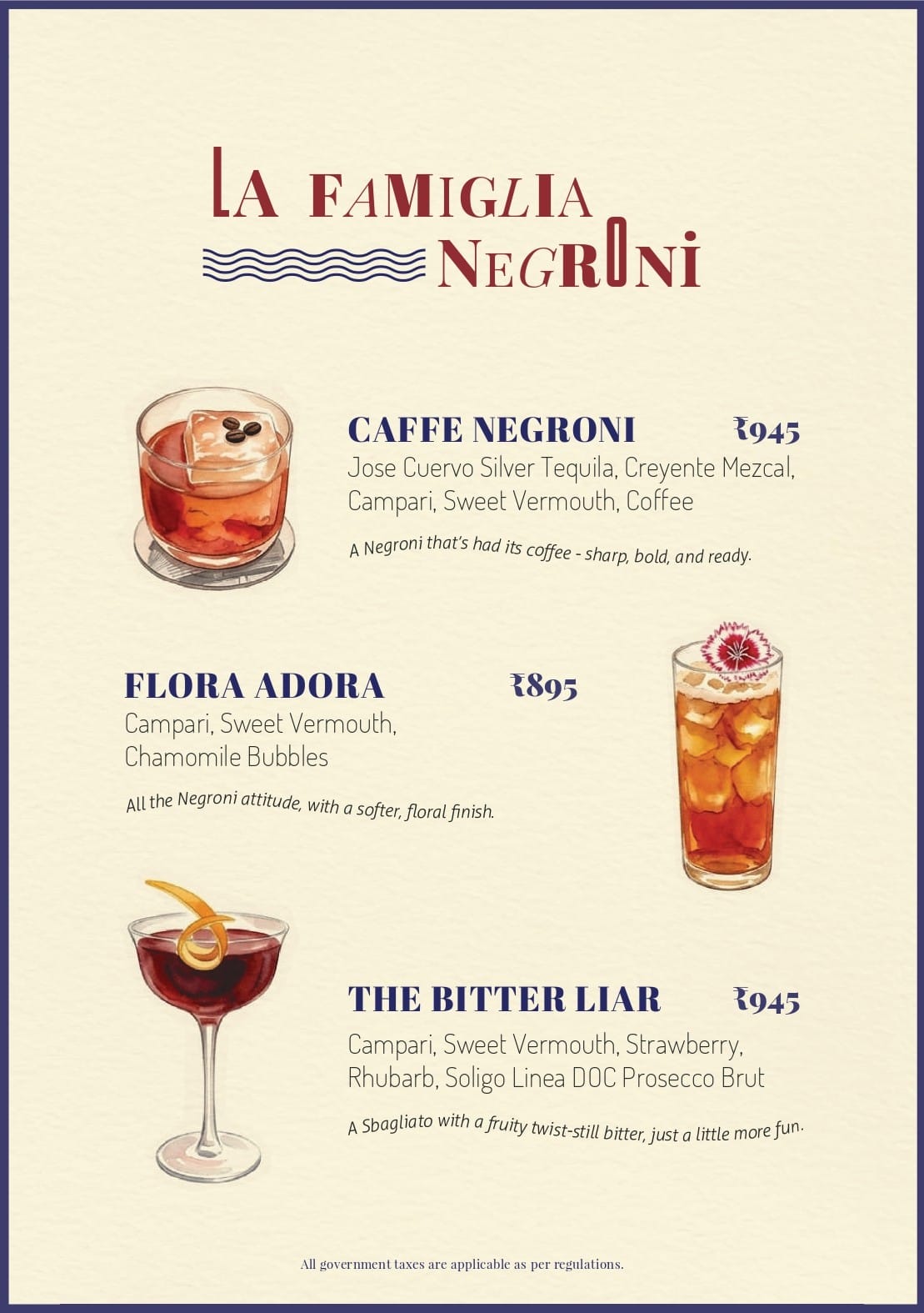 Dining Experience for Two at CinCin, Gurgaon — Beverages menu