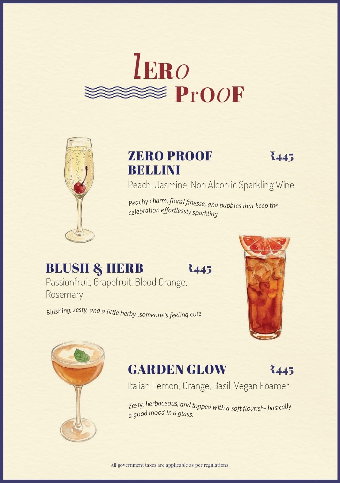 Dining Experience for Two at CinCin, Gurgaon — Beverages menu
