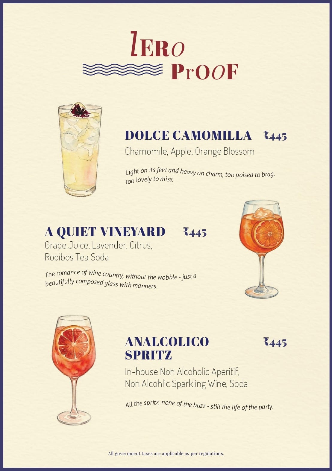 Dining Experience for Two at CinCin, Gurgaon — Beverages menu