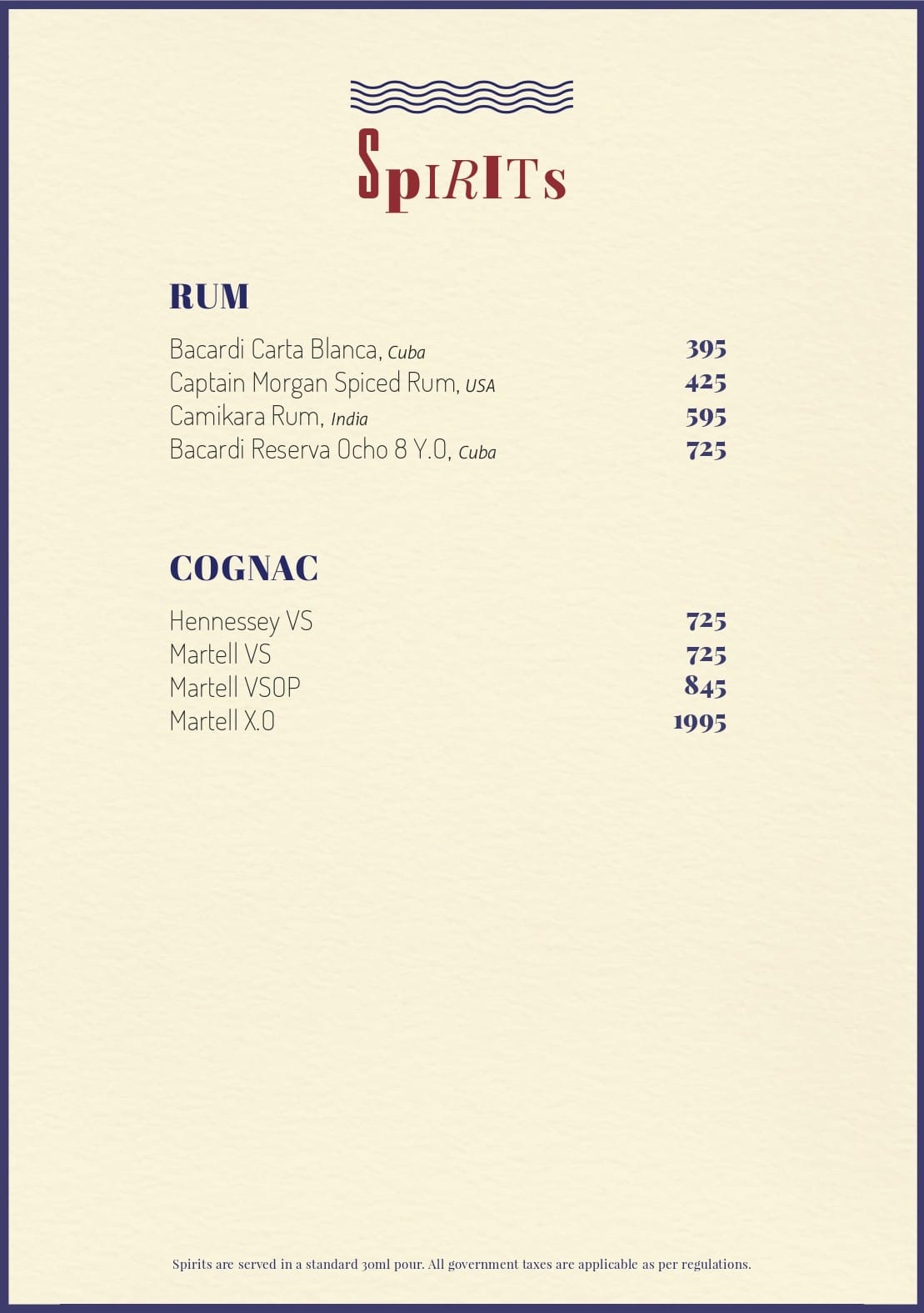 Dining Experience for Two at CinCin, Gurgaon — Beverages menu