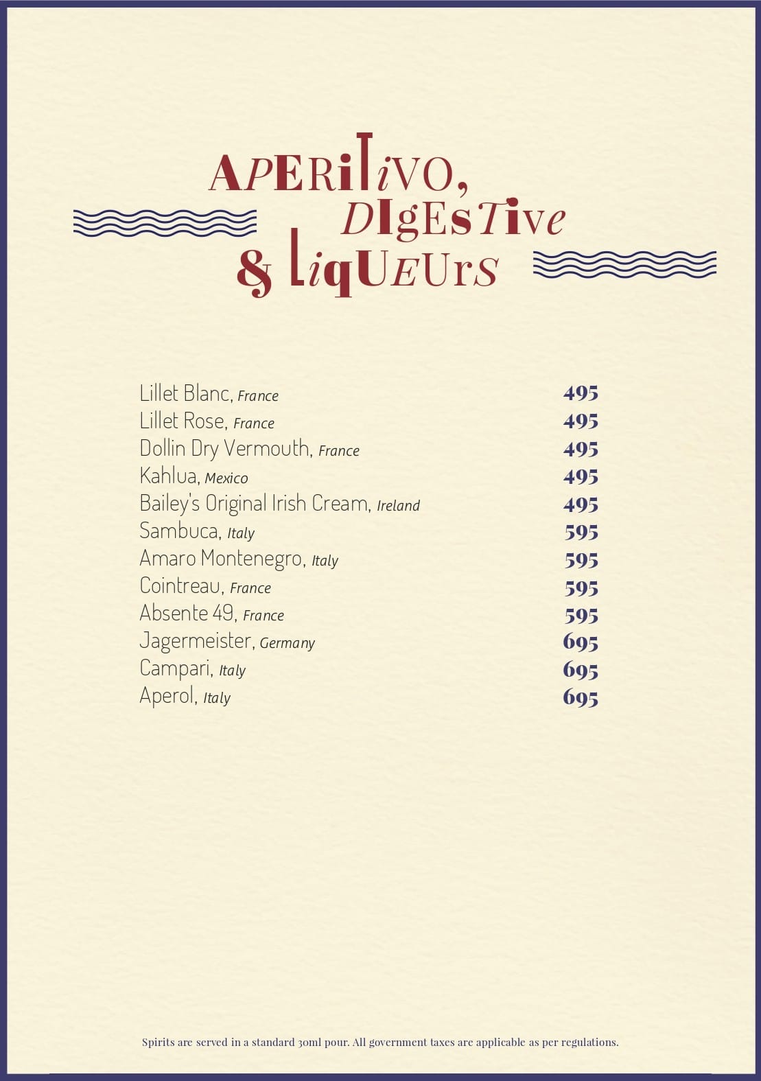 Dining Experience for Two at CinCin, Gurgaon — Beverages menu