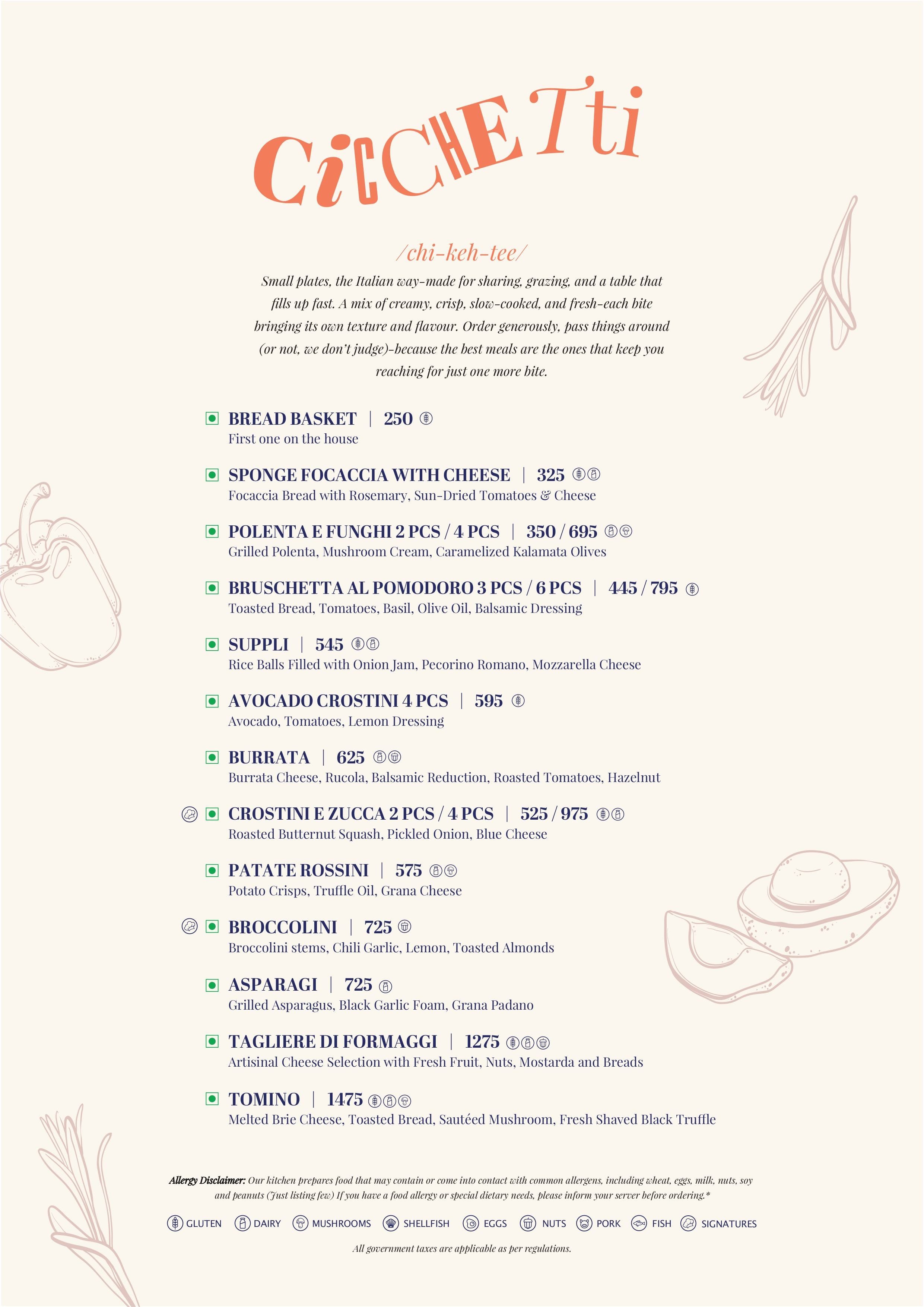 Dining Experience for Two at CinCin, Gurgaon — Food menu