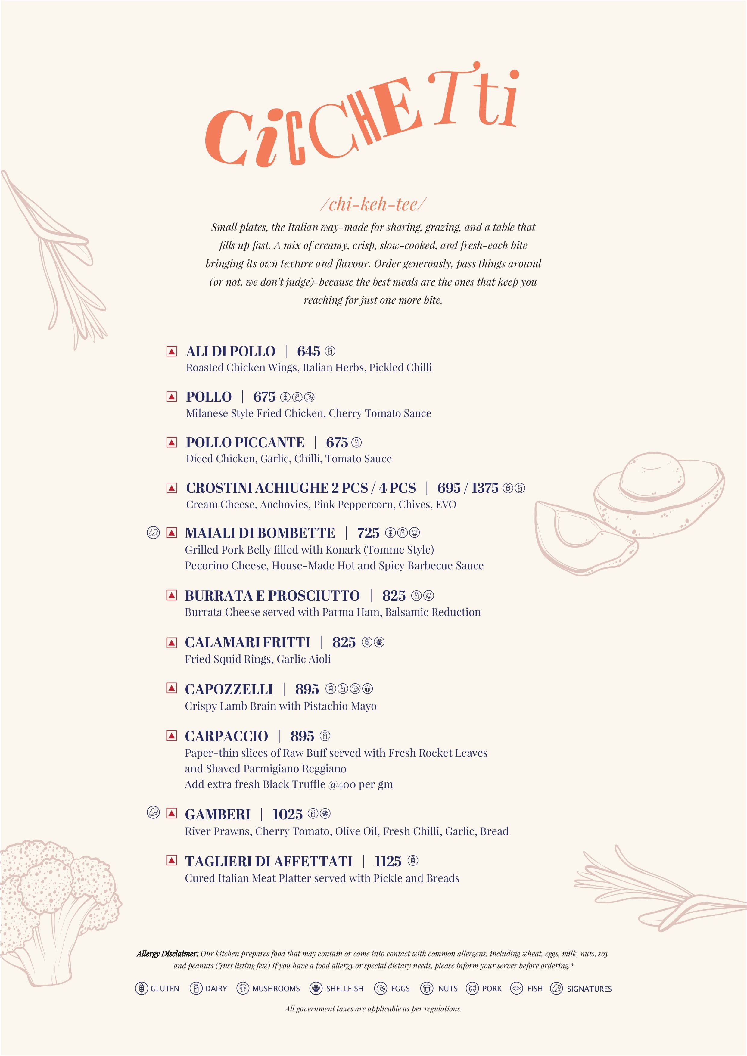 Dining Experience for Two at CinCin, Gurgaon — Food menu