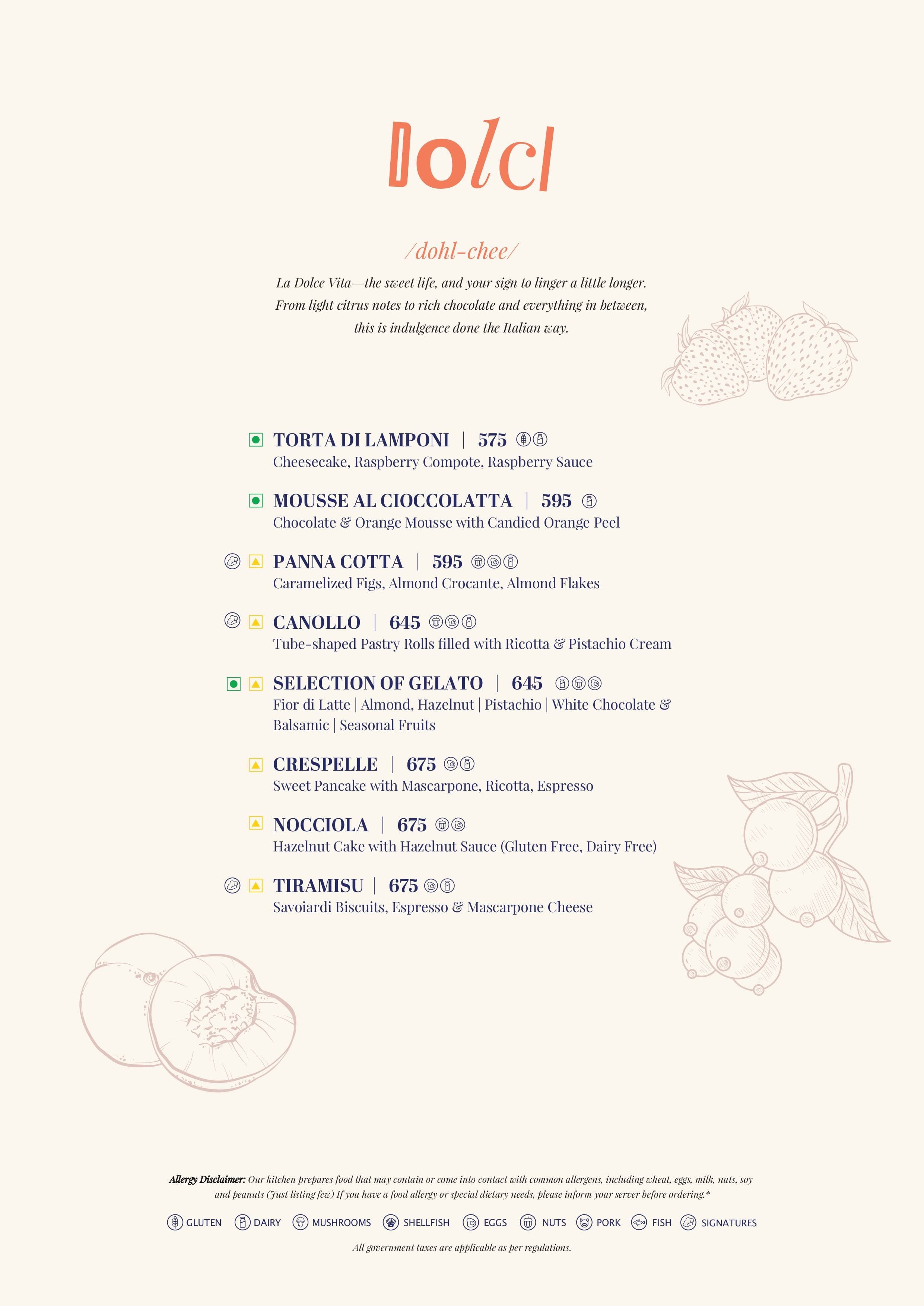 Dining Experience for Two at CinCin, Gurgaon — Food menu