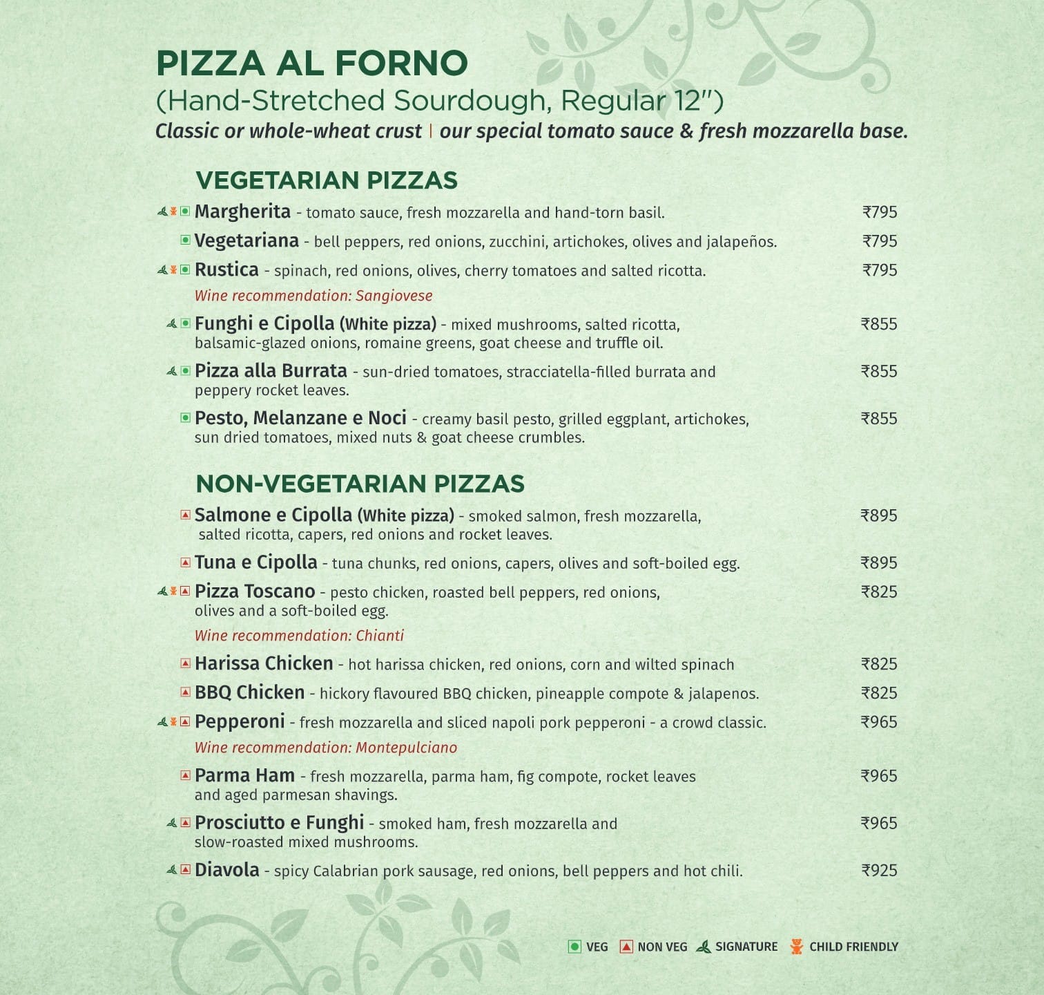 Dining Experience for Two at Toscano, Central Bengaluru — Food menu